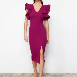 Trendyol Flutter Sleeve Sheath Midi Dress image 1