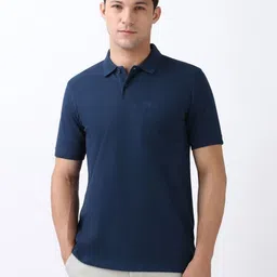 Peter England Men Solid Polo Collar Cotton T-shirt image 1