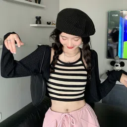 KPOP Women Striped Crop-picture-27