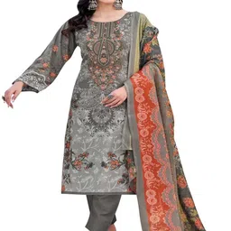 DRAVINAM Trends Embroidered Pure Cotton Unstitched Dress Material-picture-11