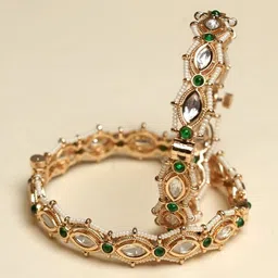 CAO Jewellery Set Of 2 Kundan Studded & Beaded Bangles image 4