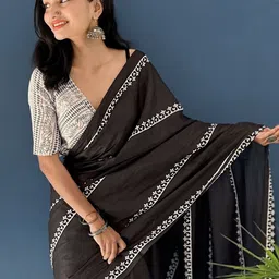 Mitera Ethnic Motifs Block Print Cotton Saree image 5