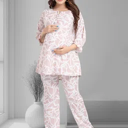 MomsBae Printed Pure Cotton Round Neck Tunic With Trousers-picture-33