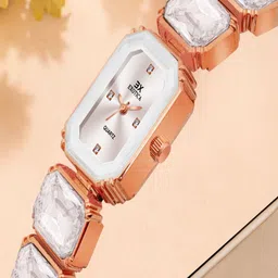 Exotica Fashion Women Brass Dial & Stainless Steel Straps Watch EX-6076-RG White-image-72