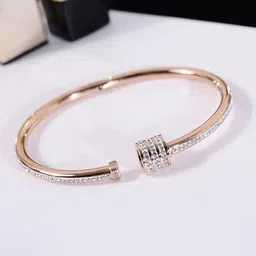 MEENAZ Set Of 2 Gold-Plated AD Studded Stainless Steel Anti Tarnish Kada Bracelet image 2