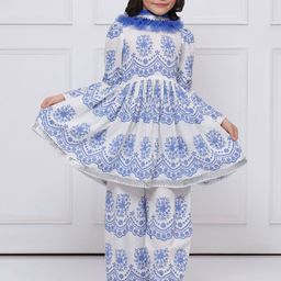 THE PONY & PEONY CO. Girls Floral Printed Cotton Kurta with Palazzos & Dupatta-picture-14