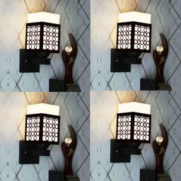 Gojeeva Black Wood Square Shaped Wall Lamp-picture-14