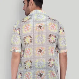 Stysure Men Relaxed Floral Semi Sheer Casual Shirt image 2