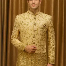 SHAHI ACHKAN Men Self Design Cotton Ethnic Blazers-picture-11