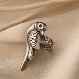 VENI 92.5 sterling Silver Silver-Plated Oxidised Adjustable Ring-image-74
