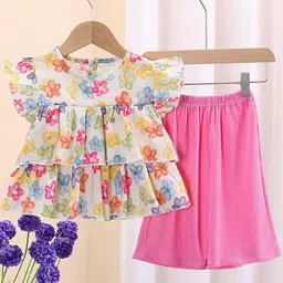 POP STREET KIDS Girls Printed Top With Shorts image 1