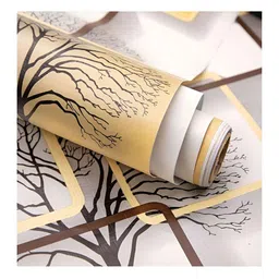 Aura Grey & Cream-Colored Printed Self Adhesive Wall Sticker image 3