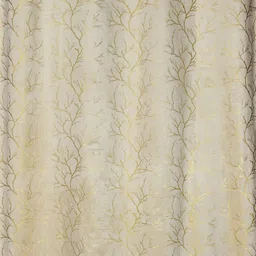 GEET CREATIONS Cream-Coloured & Gold-Toned Velvet Room Darkening Window Curtain image 2