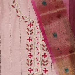 SHADOW & SAINING Floral Beads and Stones Embroidered Unstitched Dress Material image 2