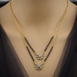 Anouk Gold-Plated Artificial Stones Studded and Beaded Double Mangalsutra-picture-6