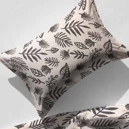 WEAVE AND DECOR Beige Printed Microfiber 300TC Single Bedsheet & 1 Pillow Cover 89" x 59" image 3