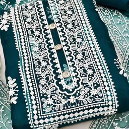 NEGRONI Embroidered Organza Unstitched Dress Material image 2