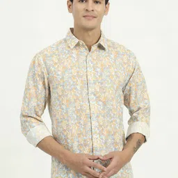 Greenfibre Floral Printed Cutaway Collar Slim Fit Cotton Shirt-picture-21