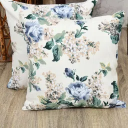 Clasiko Beige & Green Set of 2 Printed Square Cushion Covers image 3