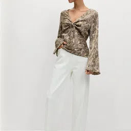 Marks & Spencer Women Animal Printed V-Neck Long Sleeves A-Line Regular Top-picture-34