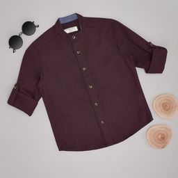 Pantaloons Junior Boys Band Collar Solid Cotton Casual Shirt-picture-45