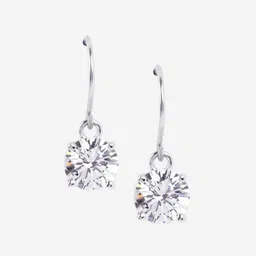 Clara 925 Sterling Silver Rhodium Plated Cubic Zirconia Contemporary Drop Earrings image 2