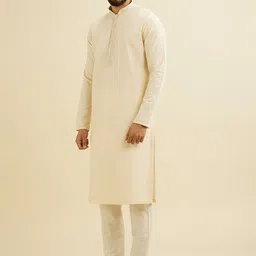 Manyavar Geometric Embroidered Thread Work & Cutdana Work Straight Kurta with Pyjamas image 3