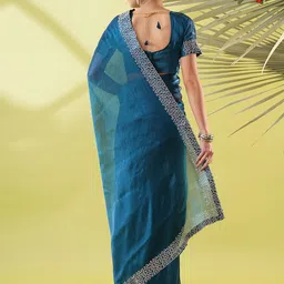 yourwish Solid Embellished Beads and Stones Saree image 3