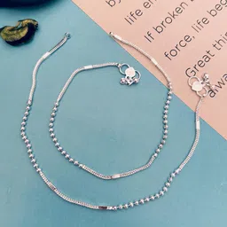 Sangria Set Of 2 Silver-Plated Beaded Anklets image 3