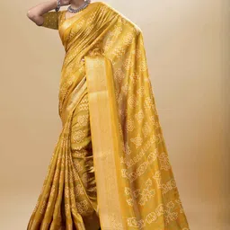 GHAN SALS Ethnic Motifs Printed Zari Chanderi Saree With Woven Design Border image 5