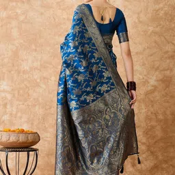 Desi Fusion Ethnic Motifs Zari Art Silk Heavy Work Saree image 5