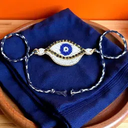 PRIAANSHA CREATIONS Evil Eye Artificial Beaded Embellished Thread Rakhi With Roli Chawal-picture-13