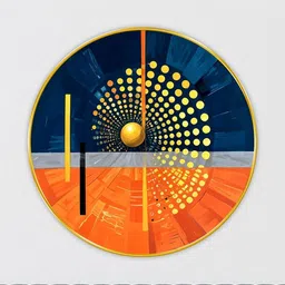 Livin'luxe Navy Blue & Orange Wall Hallway Round Portrait Painting Wall Art 23 " x 23 "-picture-36