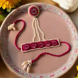 JEWELWATI Hand Crafted Pink & White Pearl Beaded Adjustable Finger Ring-image-4