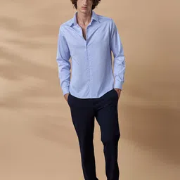 Aldeno Men Standard Fit Vertical Striped Spread Collar Pure Cotton Casual Shirt-picture-10