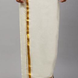 Ramraj Men Kora Cotton Double Layer Zari Border Dhoti-picture-9
