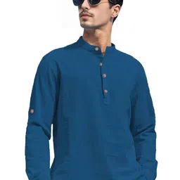 Yugnik Mandarin Collar Roll-Up Sleeves Straight Short Kurta-picture-35