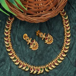 Talish Gold-Plated American-Diamond Studded Jewellery Set-picture-37