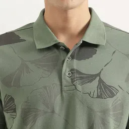 United Colors of Benetton Men Floral Printed Polo Collar Cotton T-shirt image 5