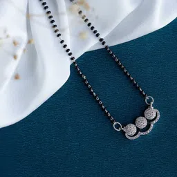 Opal Touch Rhodium-Plated Artificial Stones Studded And Beaded Mangalsutra-picture-18