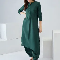 Indo Era Mandarin Collar Neck Pure Cotton Top With Trousers Co-Ords-picture-15