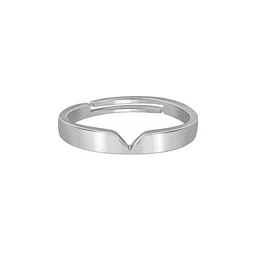 GIVA Men 925 Silver Rhodium-Plated Classic V Adjustable Finger Ring image 4