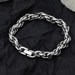 Peora Men Silver-Plated Stainless Steel Openable Link Bracelet-picture-26