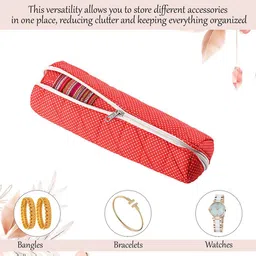 Kuber Industries Red 2 Pieces Polka Dots Printed Bangle Organiser image 3