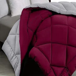 Myntra Elegant Homes Maroon & Grey Microfiber Heavy Winter 210 GSM Double Bed Comforter-image-92