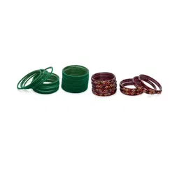 Somil Classic Combo Glass Bangles | Simple Chudi Set For Women & Girls | Daily Use & Special Occasions, Combo Of 2 Set, Green, Maroon-picture-40