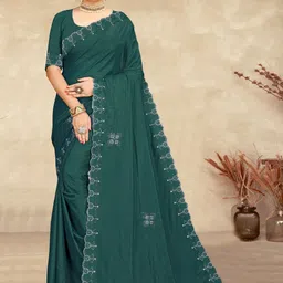 Manthan Creation Embellished Embroidered Art Silk Saree image 4