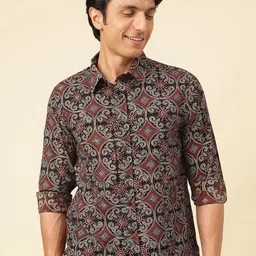 Fabindia Men Straight Ethnic Printed Spread Collar Casual Shirt-picture-32
