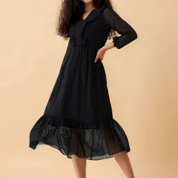 all about you Ruffled Crepe Fit & Flare Midi Dress image 4