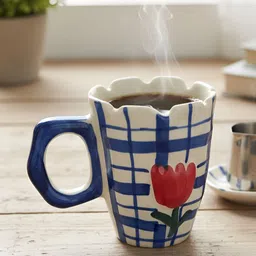 The Decor Lane Blue Printed Ceramic Glossy Mug 400 ml-image-60